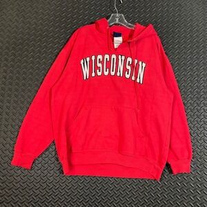 Vintage Wisconsin Badgers Red Hoodie Sweater Adult Large AS Sports NCAA Pullover